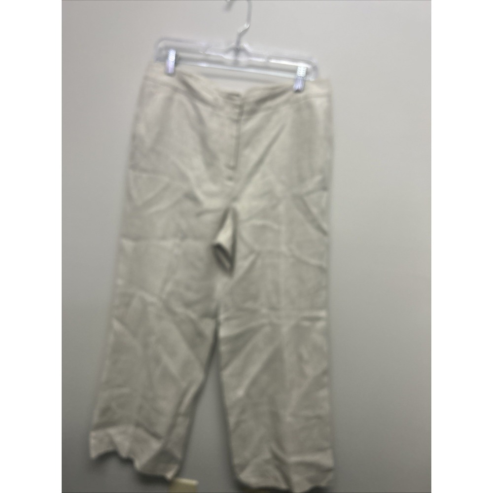 Talbots Petites Irish Linen Pants Beige Wide Leg Women Size 12 12P Church Office